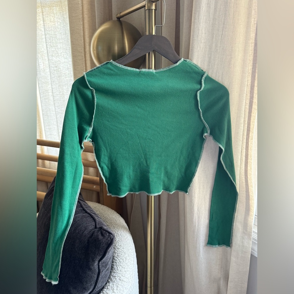 Full Tilt Green Long Sleeve Women's Blouse - Picture 3 of 3